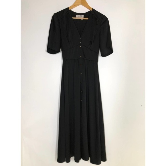Ba&sh Pamela Dress V Neck Midi Black XS - Picture 5 of 16